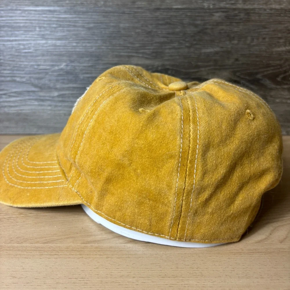 New Orleans Hat Cap Strap Back Yellow Distressed Patch Adjustable